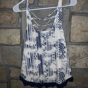 DEREK HEART WHITE AND BLUE AZTEC TANK TOP